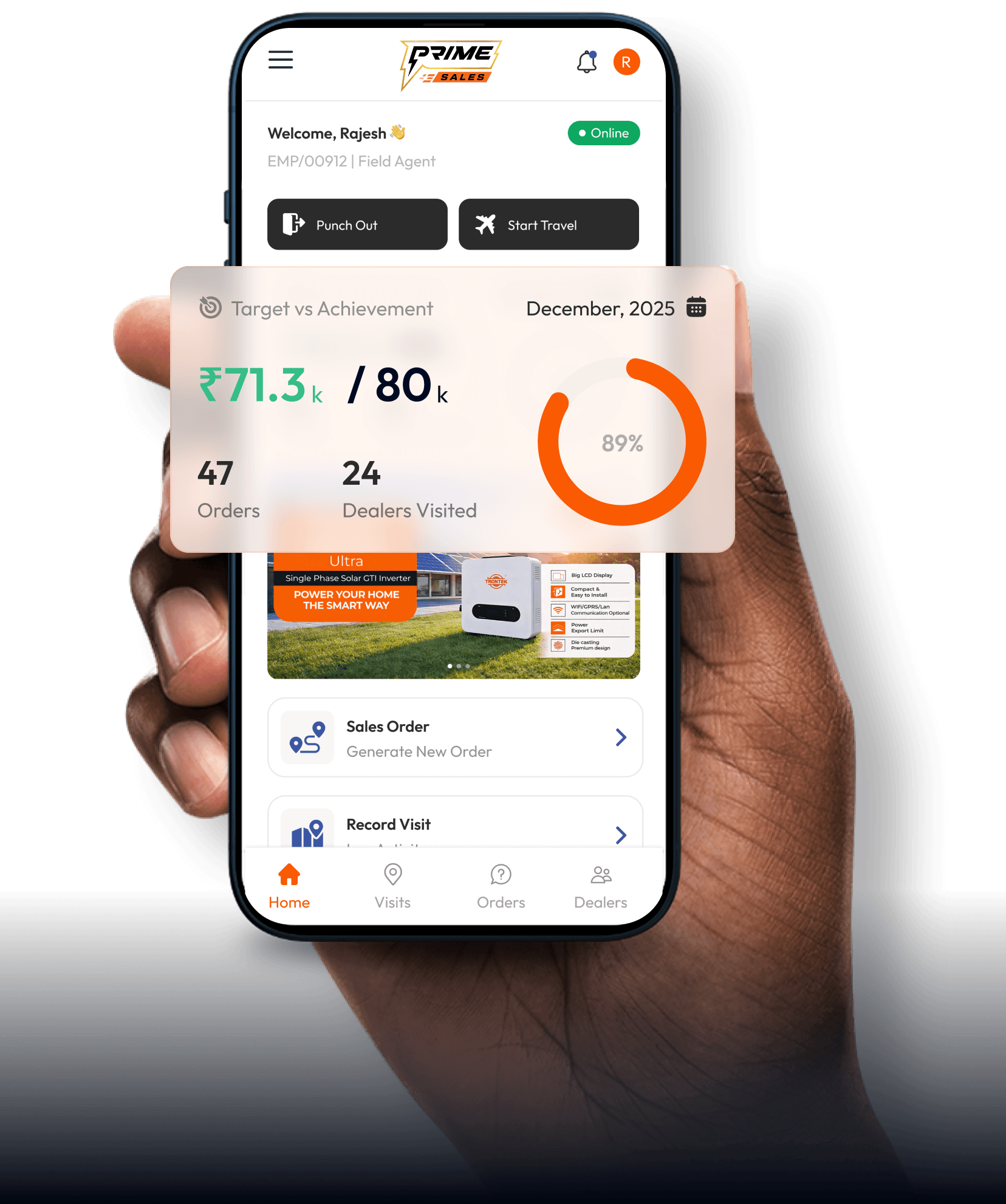 Prime Sales Mobile App Mockup Dashboard